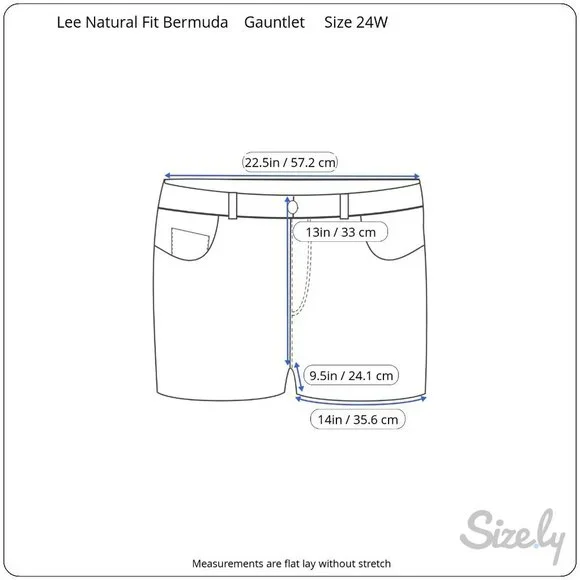 Lee Natural Fit Bermuda Short Gauntlet Womens Plus Size 24W Medium Mid Rise Blue - Picture 7 of 7